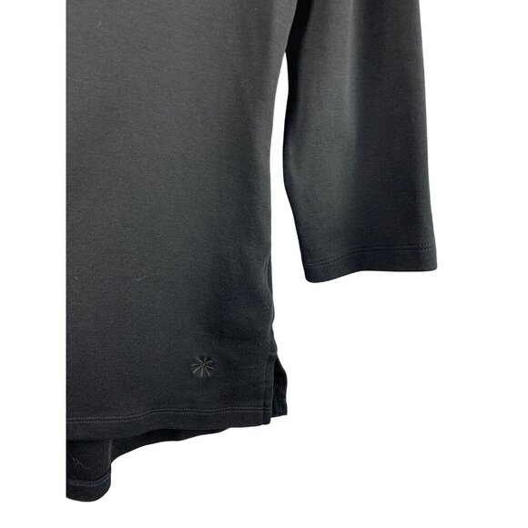Isaac Mizrahi Live Essential Black 3/4 Sleeve Cotton Blend Top Size M - Picture 4 of 5